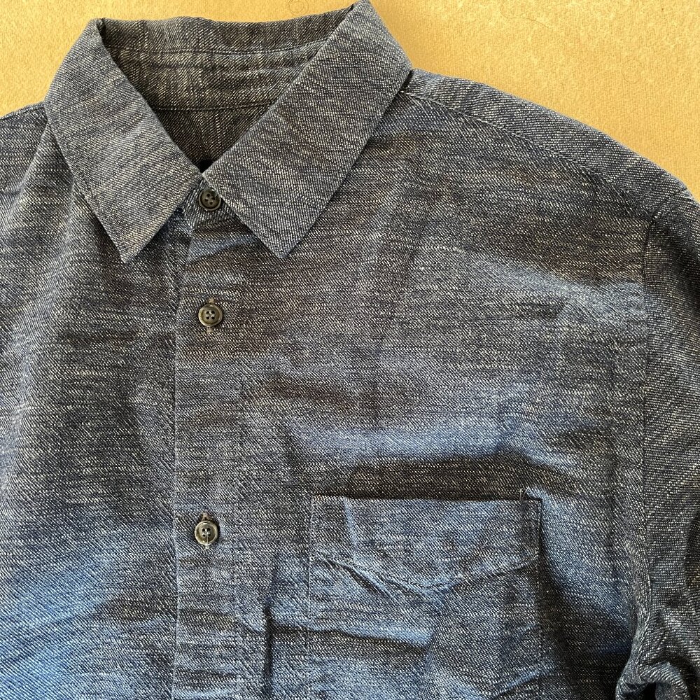 A.P.C. men's button down shirt in blue melange